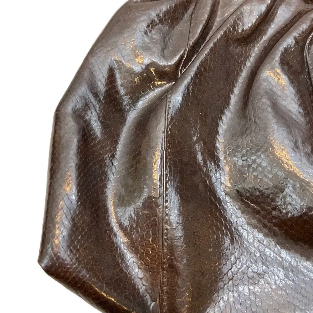 Vintage Brown Vinyl Faux Leather Clutch with Tortoiseshell Plastic‎ Handle 60s